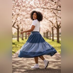 Chic Blue Maxi Skirt for Women